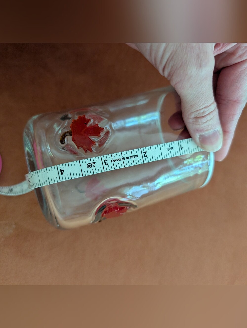 Anthropologie Icons Glass, Clear with Red Maple Leaf Accents - Picture 9 of 9